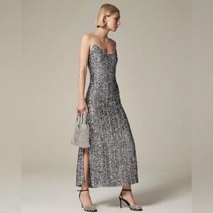 NWT J Crew Collection Silver Sequin Slip Dress